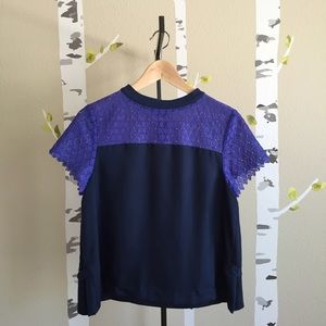 PRICE⬇️ Silk Lace Band of Outsiders Colorblock Top