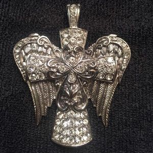 Cross Angel with Wings sequence pendant