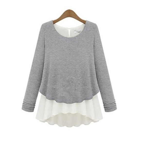 Gray Long Sleeve Sweater Top - Picture 2 of 4