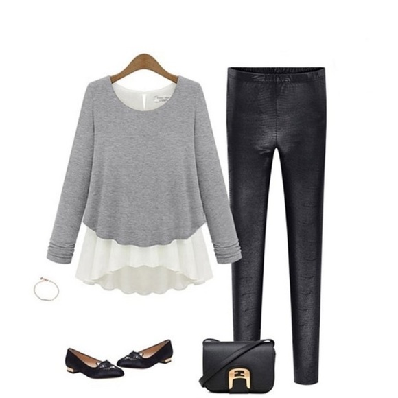 Gray Long Sleeve Sweater Top - Picture 3 of 4