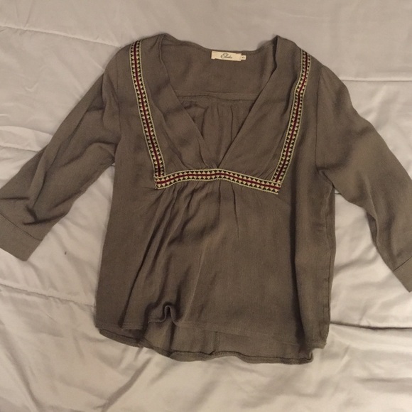 Olive green peasant top