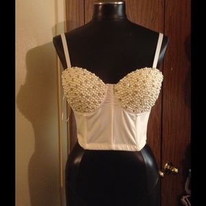 Faux Diamond and Pearl Bustier