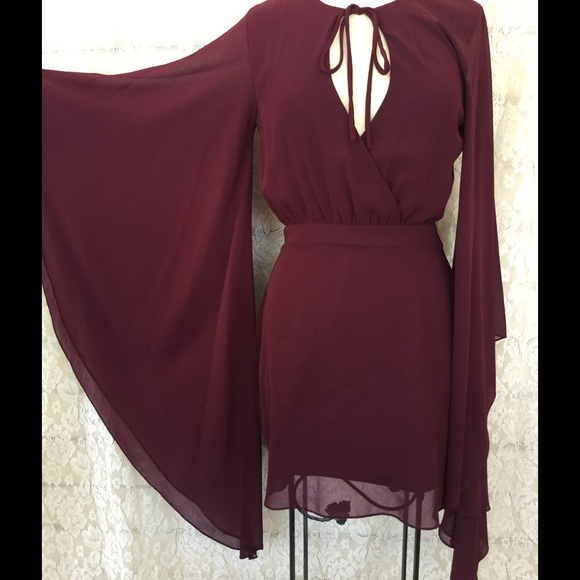 NASTY GAL BOHO CHIC MAROON DRESS - Picture 2 of 4