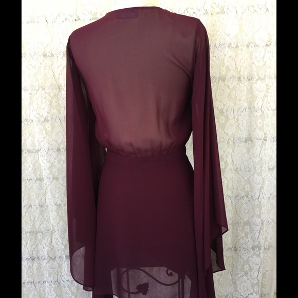NASTY GAL BOHO CHIC MAROON DRESS - Picture 4 of 4