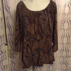 Avenue brown 3/4 sleeve stretchy top