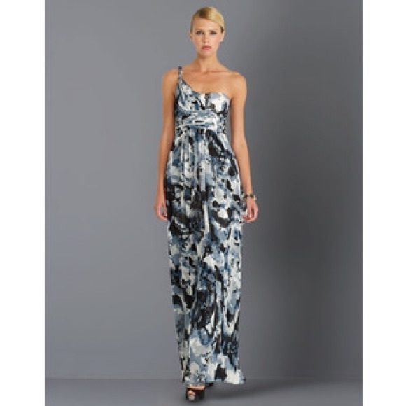NWOT - BCBG Maxazria one-shoulder printed gown