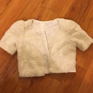 Ivory floral cropped blazer