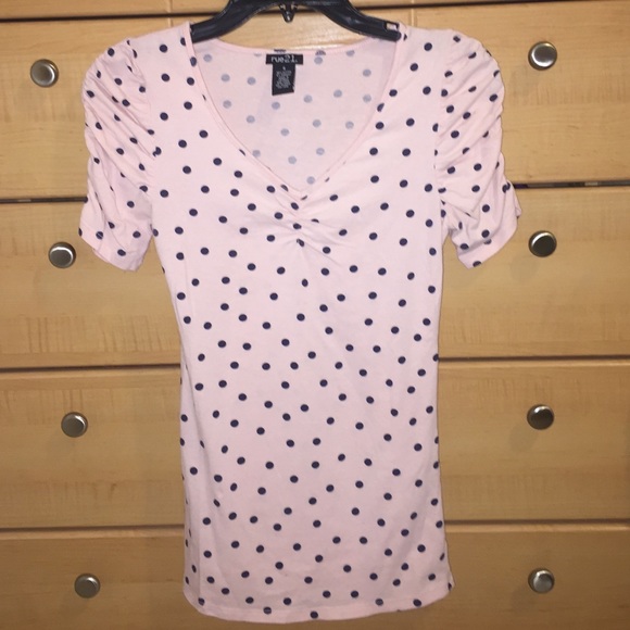 Rue21 Pink/Blue Polka Dot Top Blouse Size S