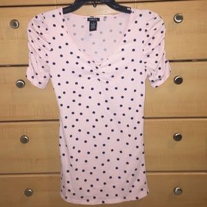 Rue21 Pink/Blue Polka Dot Top Blouse Size S