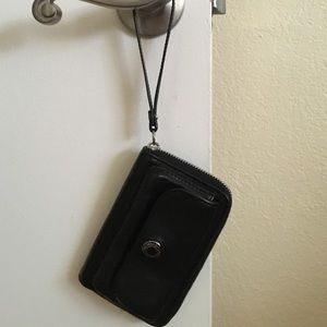 Coach black leather wristlet wallet
