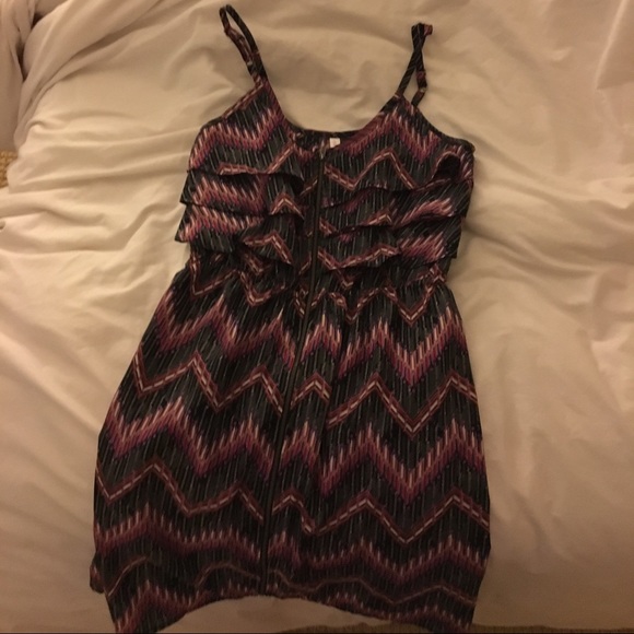 Xhiliration Chevron Print Zipper Dress