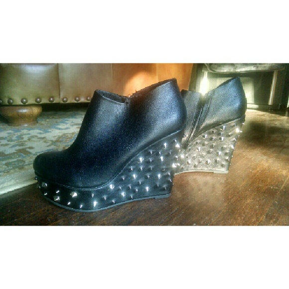 studded wedge booties