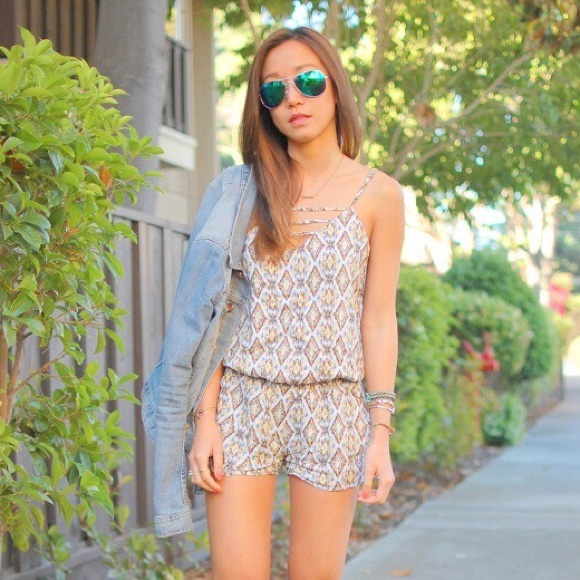 Urban Outfitters Pants - Like NEW Urban Outfitters printed lattice rompers Urban Outfitters Pants - Like NEW Urban Outfitters printed lattice rompers