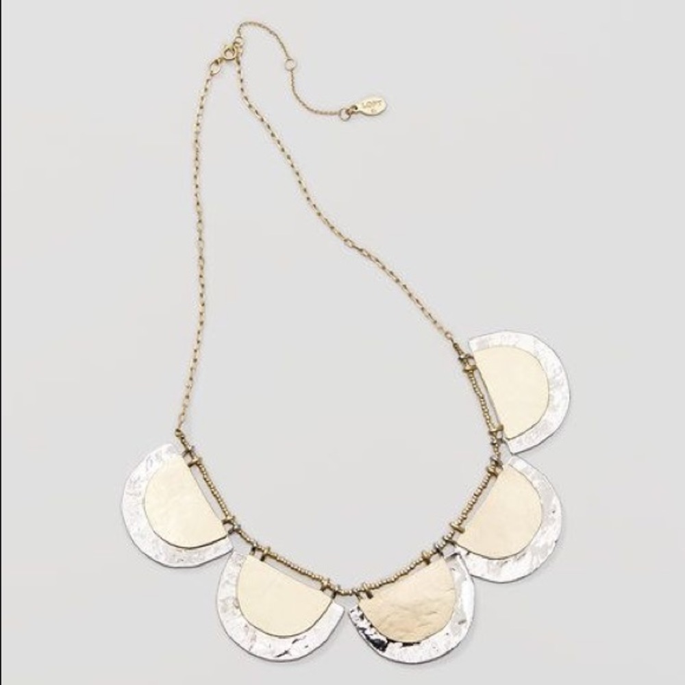 LOFT Mixed Metallic Half Circle Necklace