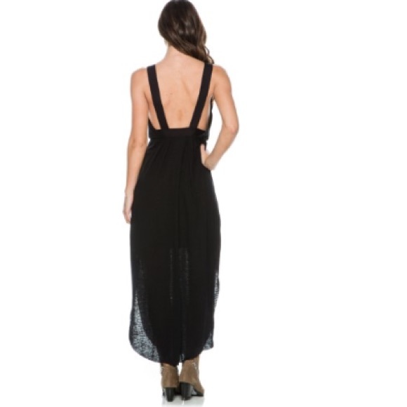 Free People - Black Heidi Deep V-Neck Maxi Dress - Picture 3 of 4