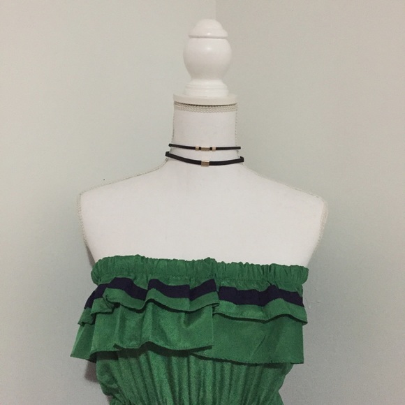 2 SET LEATHER CHOKER WITH GOLD ACCENT