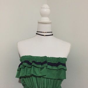 2 SET LEATHER CHOKER WITH GOLD ACCENT