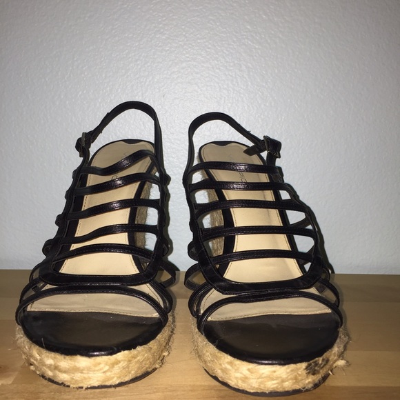 Via Spiga Black and Beige Wedges