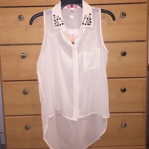 Six Degrees Gem Collared Dressy Casual Top Size S