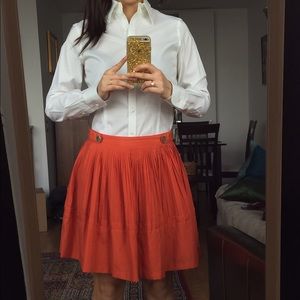 Reiss Pleated skirt with gold buttons