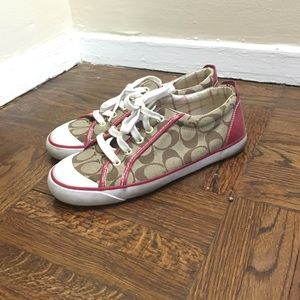 Coach tan and pink canvas sneakers size 8