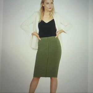 Zip Ribbed Midi Skirt