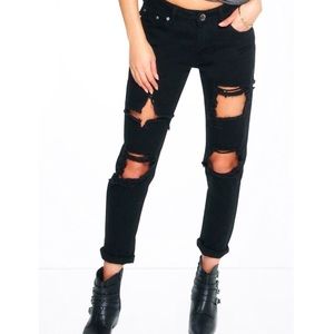 Essential Black Ripped Boyfriend Jeans