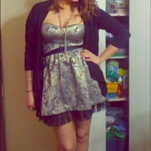 Black and gold prom dress