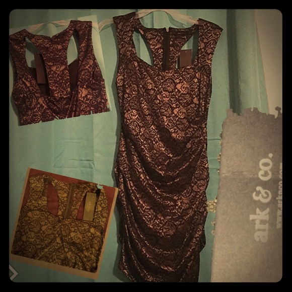 Ark & Co Silver & Black Lace Design Dress, Size L