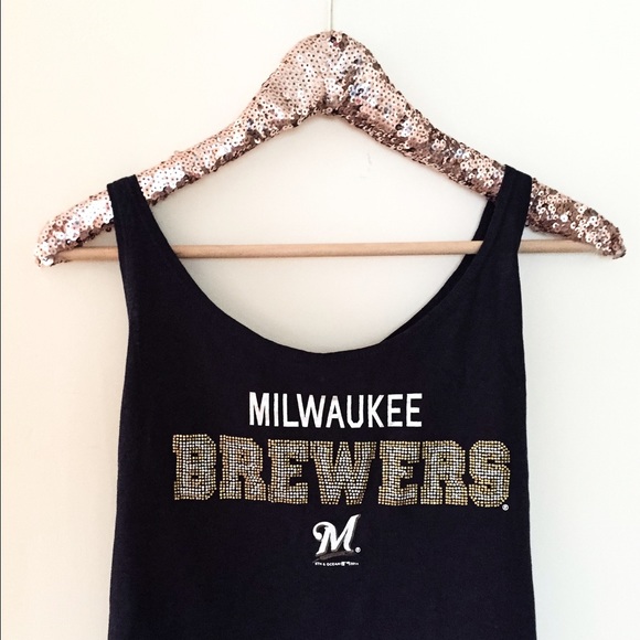 🔥 FLASH SALE 🔥Sequin Milwaukee Brewers Crop Tank