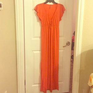 Orange Maternity Maxi Dress-Small