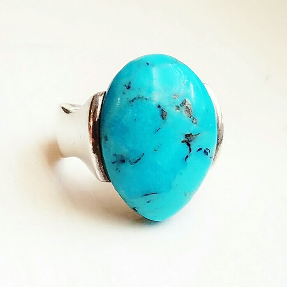 Vintage  Jewelry - VTG Barse Sterling & Turquoise Modernist Ring 8