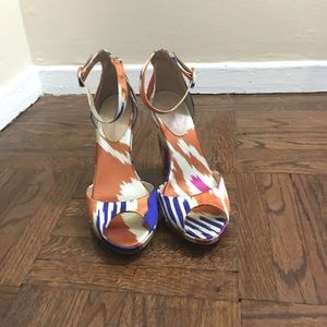 Orange and blue 4 inch sandals