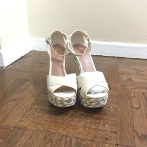 Cream and white platform sandals. Size 8