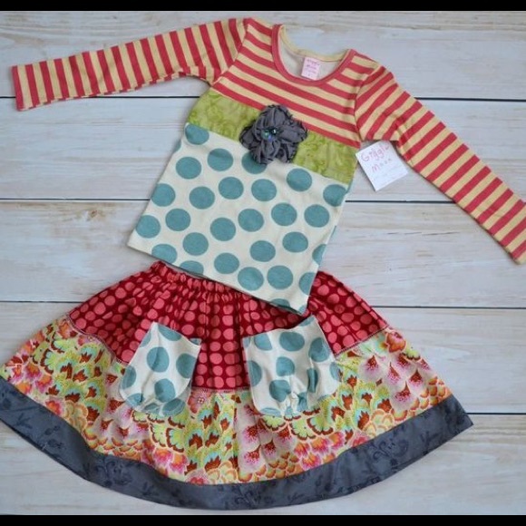 Giggle moon peace and joy Connie skirt set nwt 24m