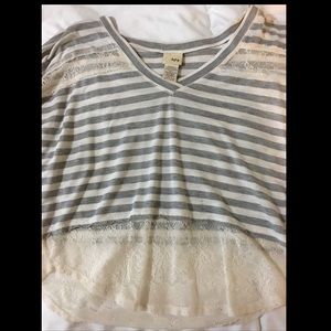 Grey and white stripe top