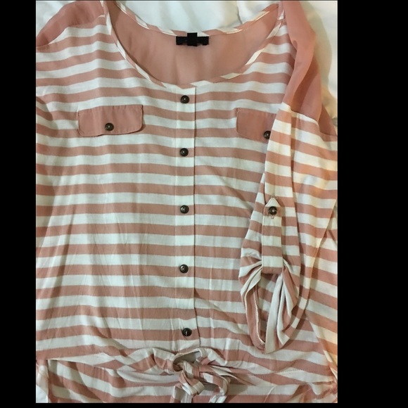 Melon and white stripe top