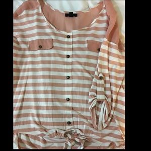 Melon and white stripe top