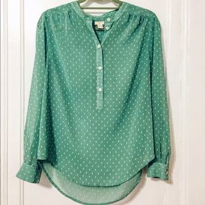 J. Crew Dotted Teal Blouse
