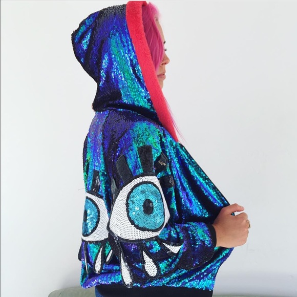 sequined eyeball hoodie - Picture 2 of 3