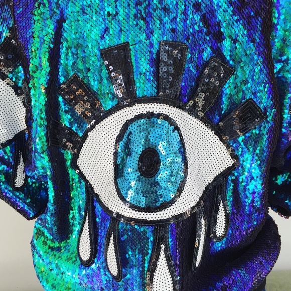 sequined eyeball hoodie - Picture 3 of 3