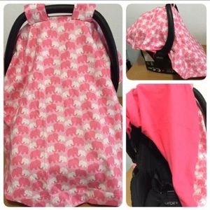 Pink Elephants Custom Car Seat Canopy