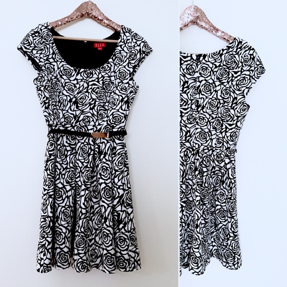Elle Black and White Floral Dress XS