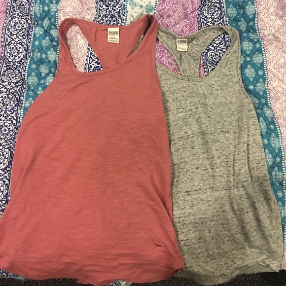 Pink and gray vs Pink racer back tanks
