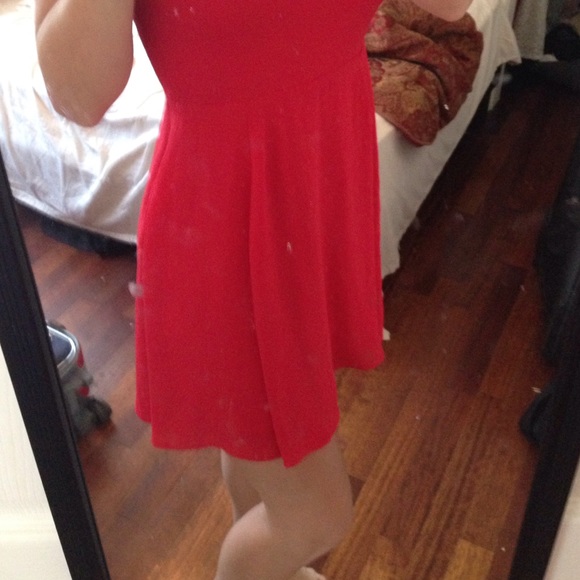 Express mesh insert red dress, size six