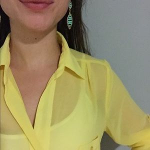 Sunny yellow sheer button down