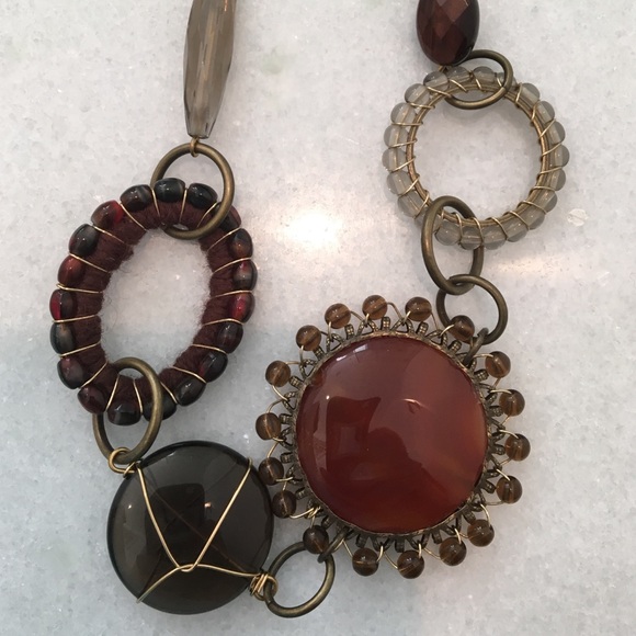 Vintage Earthtone Stone and Beaded Necklace - Picture 4 of 4