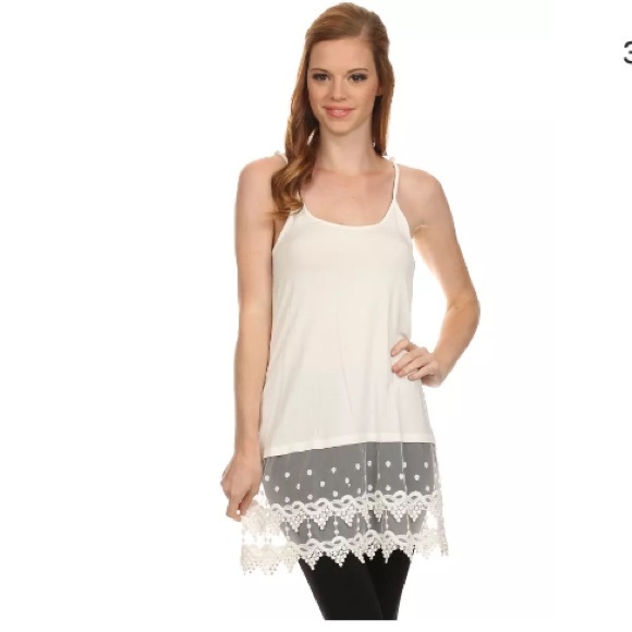 4 COLORS LACE EXTENDER TANK CROCHET S M L - Picture 3 of 4