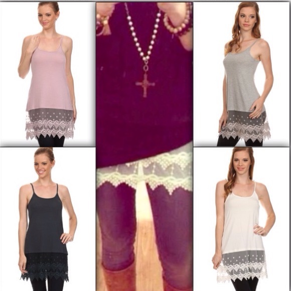 4 COLORS LACE EXTENDER TANK CROCHET S M L - Picture 4 of 4