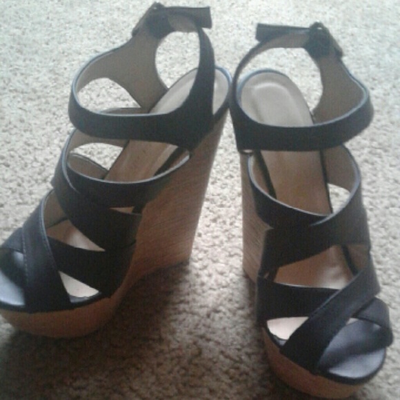 Black Wedge Sandals
